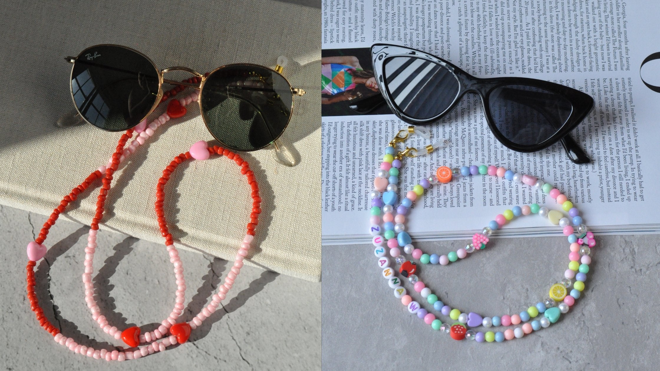 Glasses Holder Strap Gemstone Eyeglass Chain Beaded Lanyard