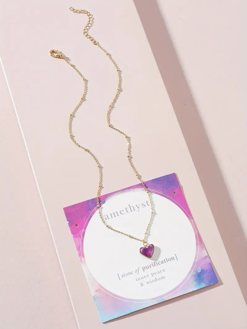 Heart-Shaped Natural Stone Necklace