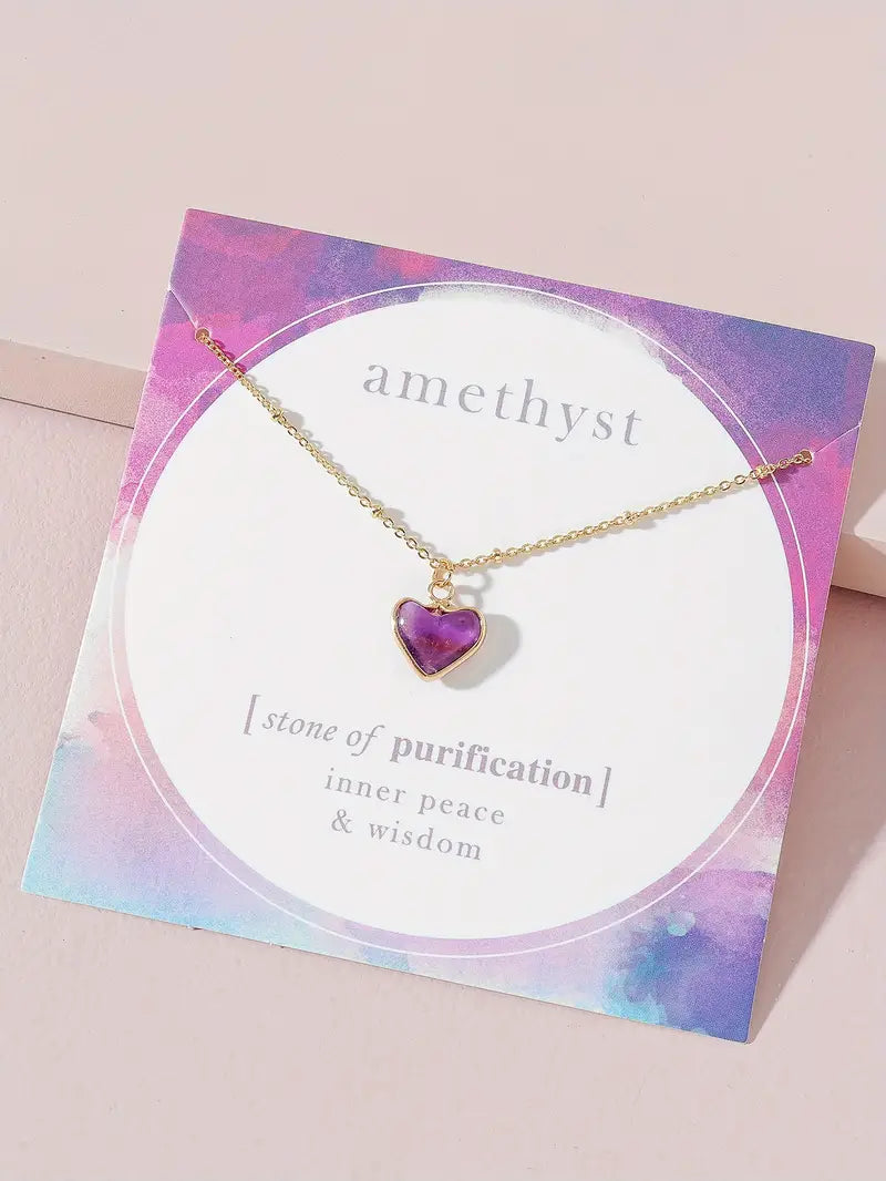 Heart-Shaped Natural Stone Necklace