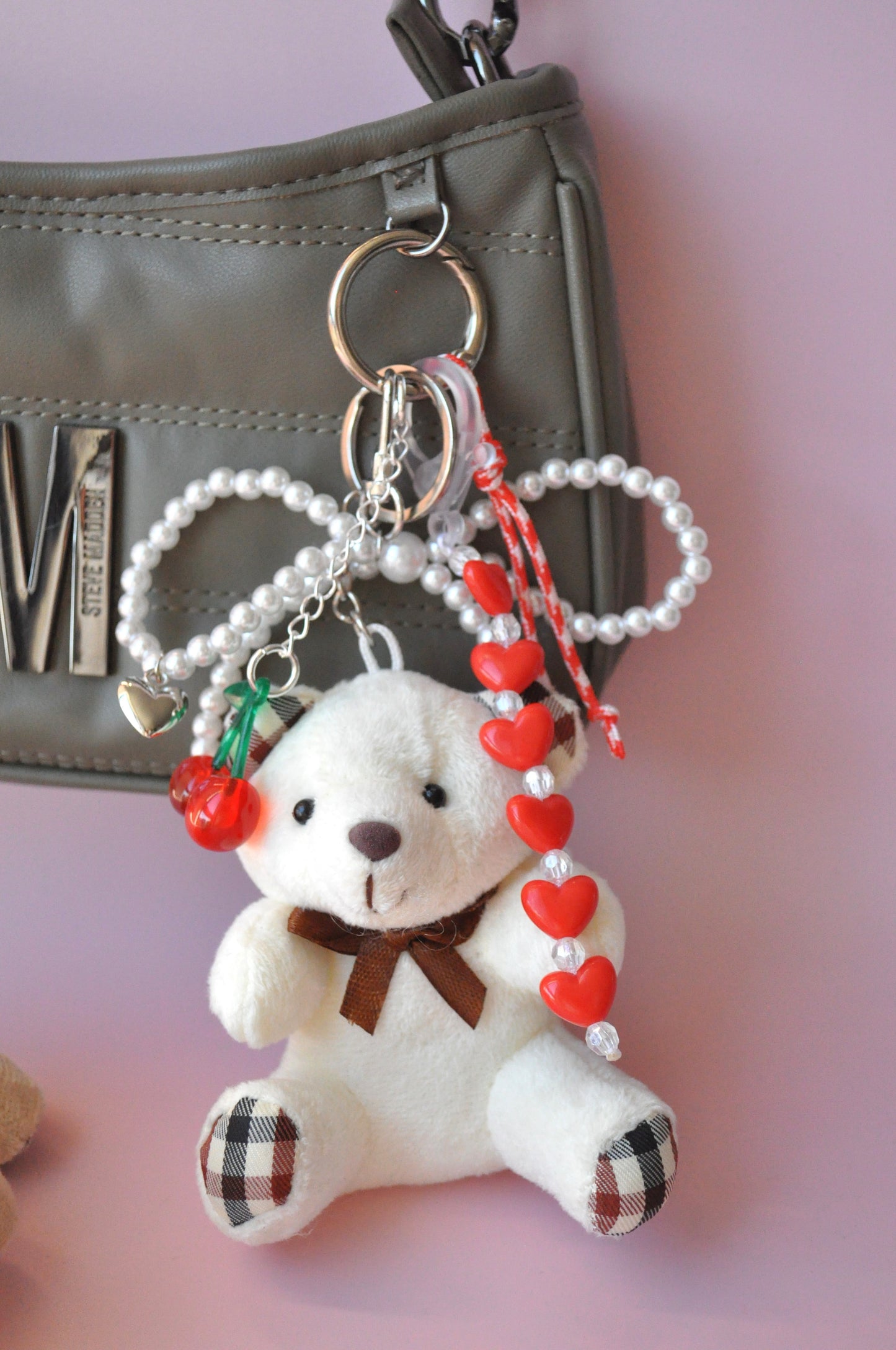 Fluffy Teddy Bear Bag Charm