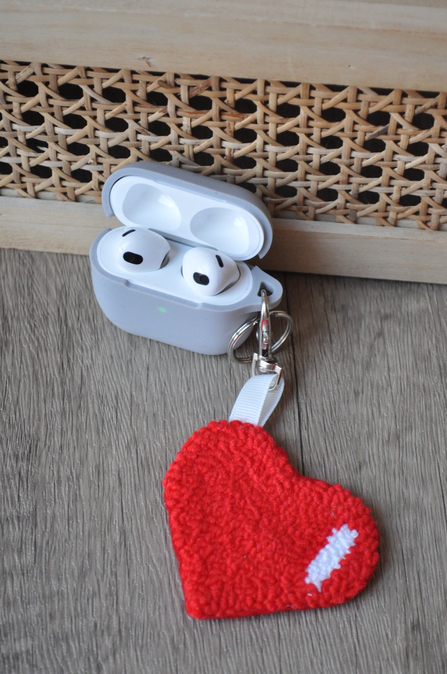 Punch Needle Heart Keychain