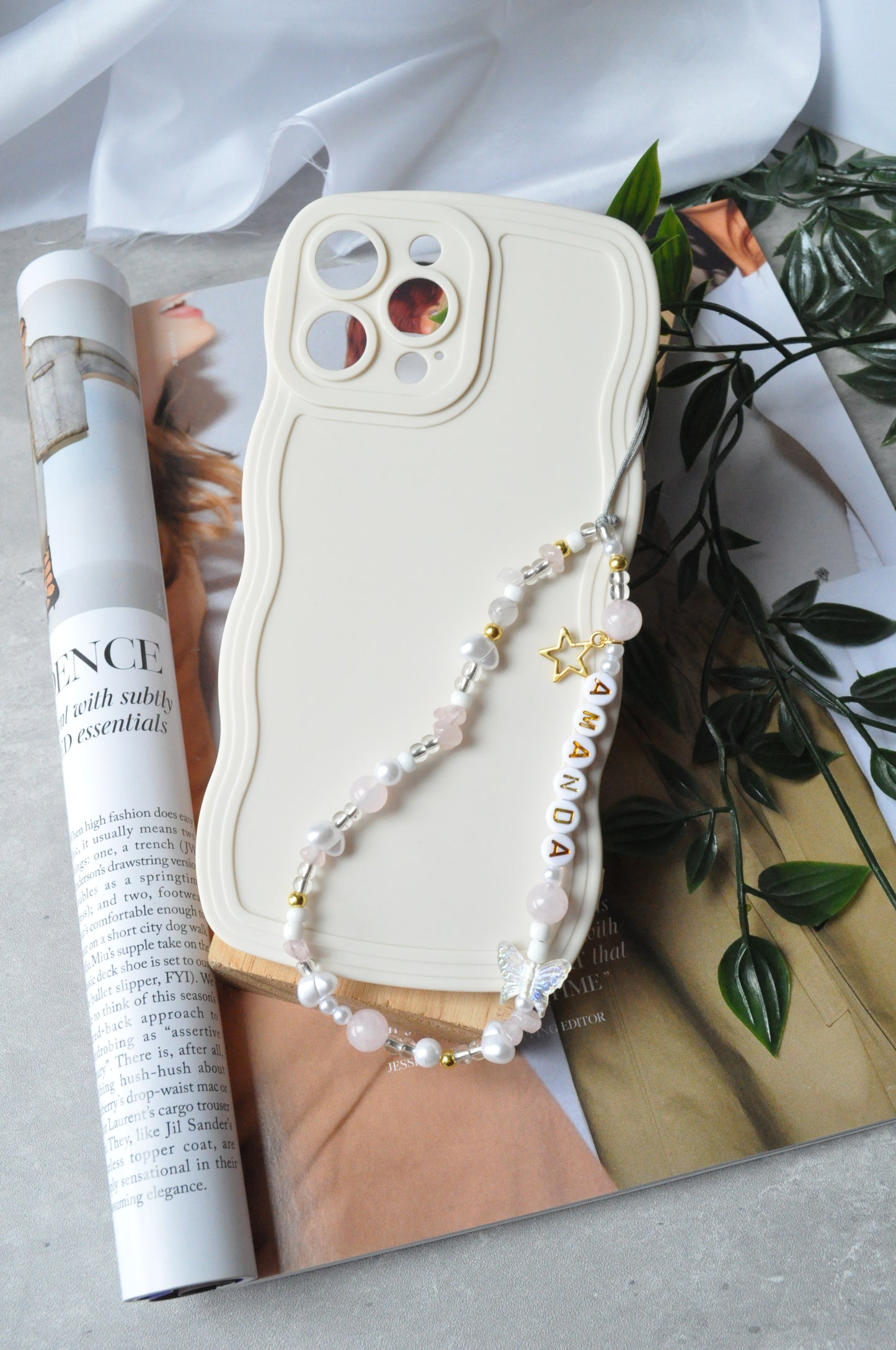 Rose Quartz Dainty Phone Charm