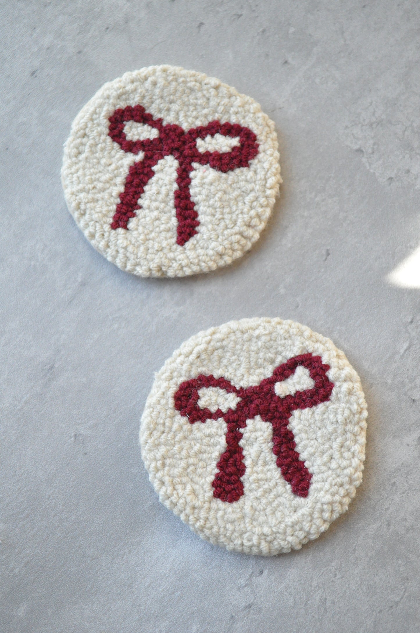 Burgundy Bow Car Coasters