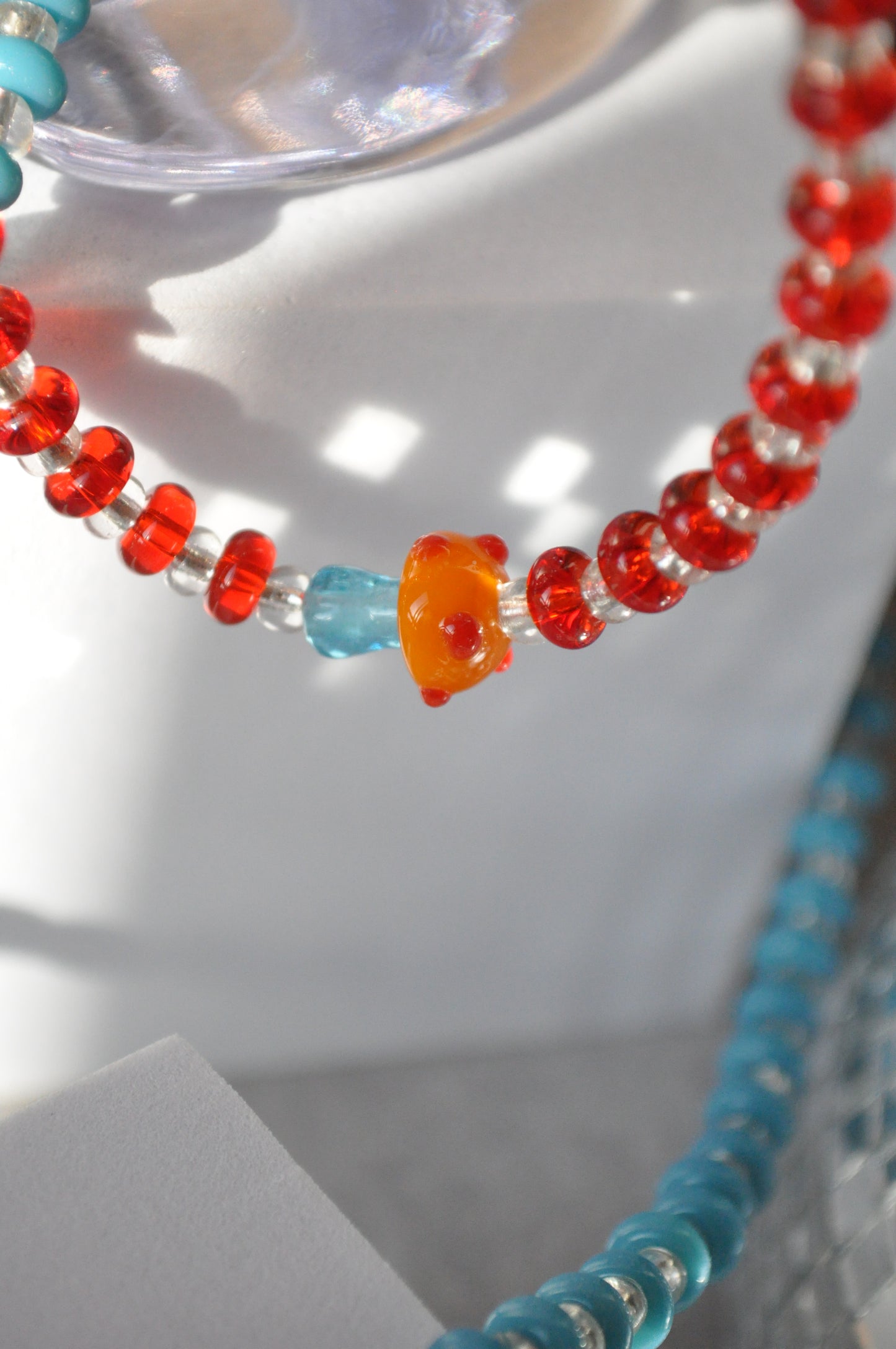 Glass Bead Mushroom Necklace