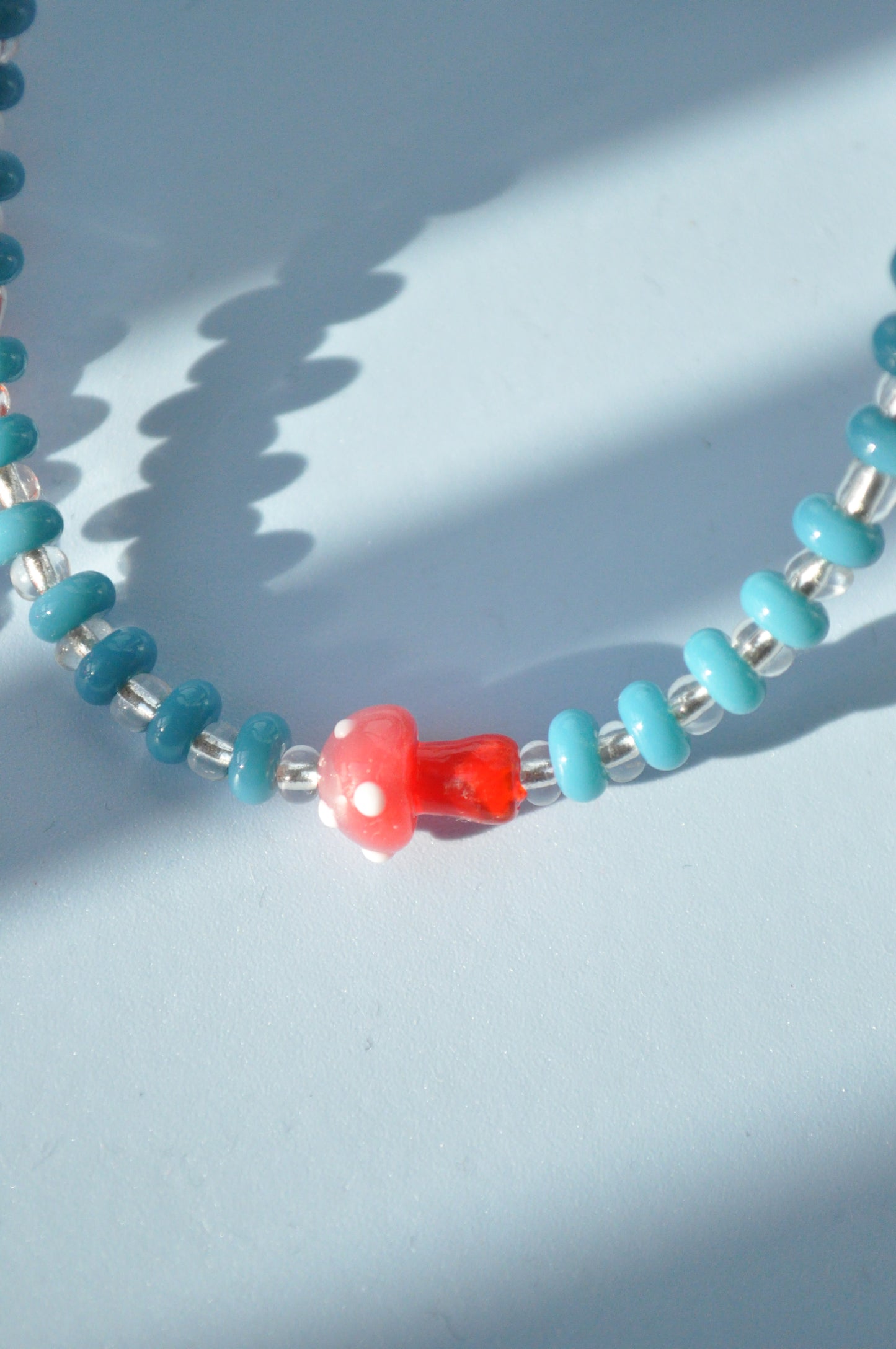 Glass Bead Mushroom Necklace