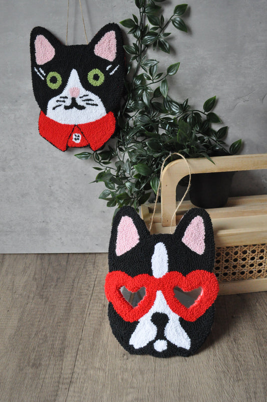 Funkie Frenchie & Elegant Whiskers Punch Needle Wall Hangings