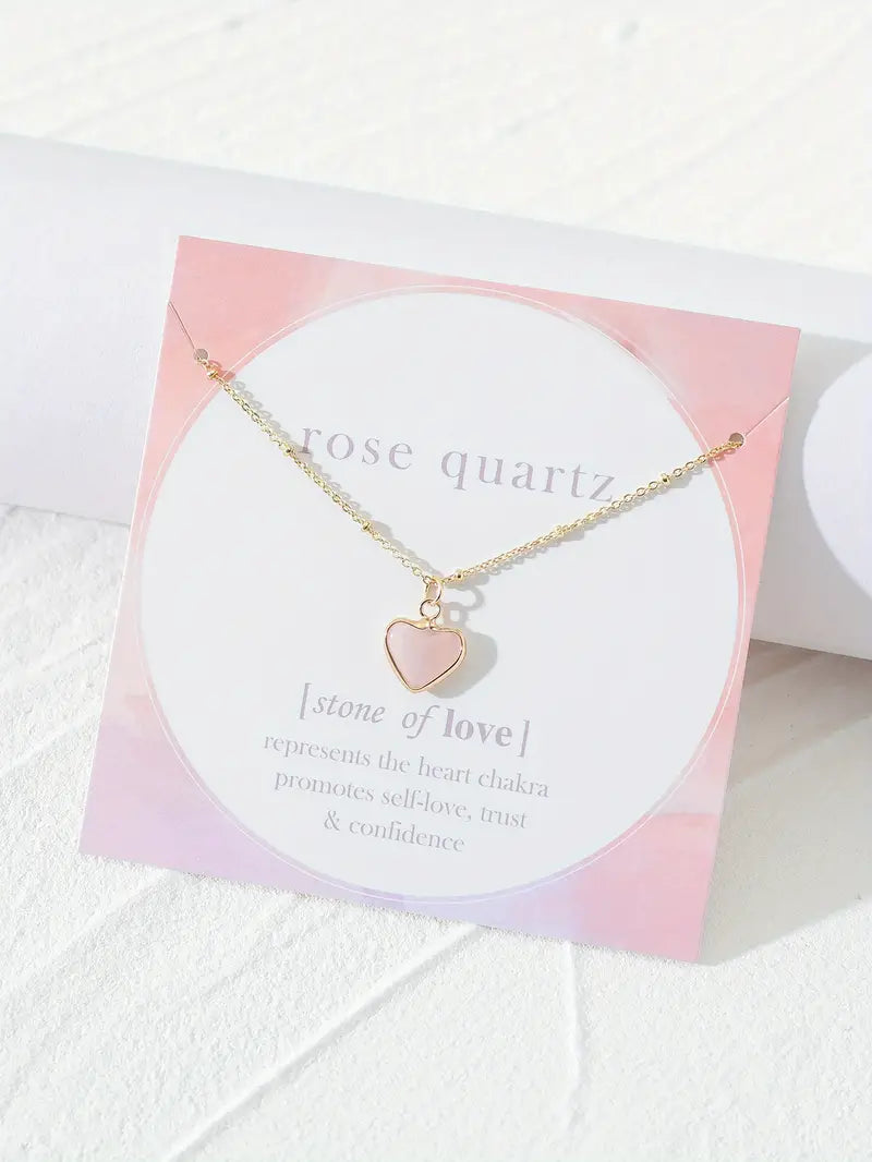 Heart-Shaped Natural Stone Necklace