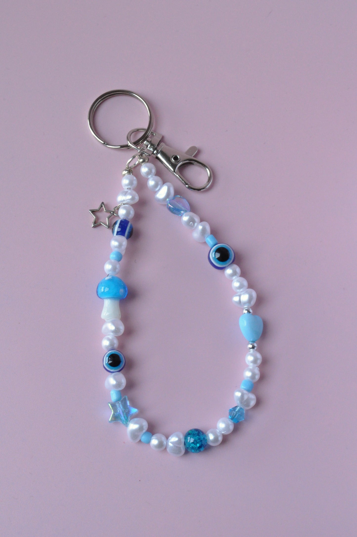 Lampwork Mushroom Keychain