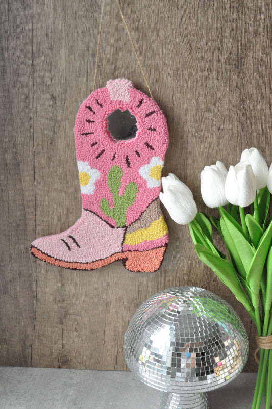 Punch Needle Cute Cowboy Boot Wall Hanging
