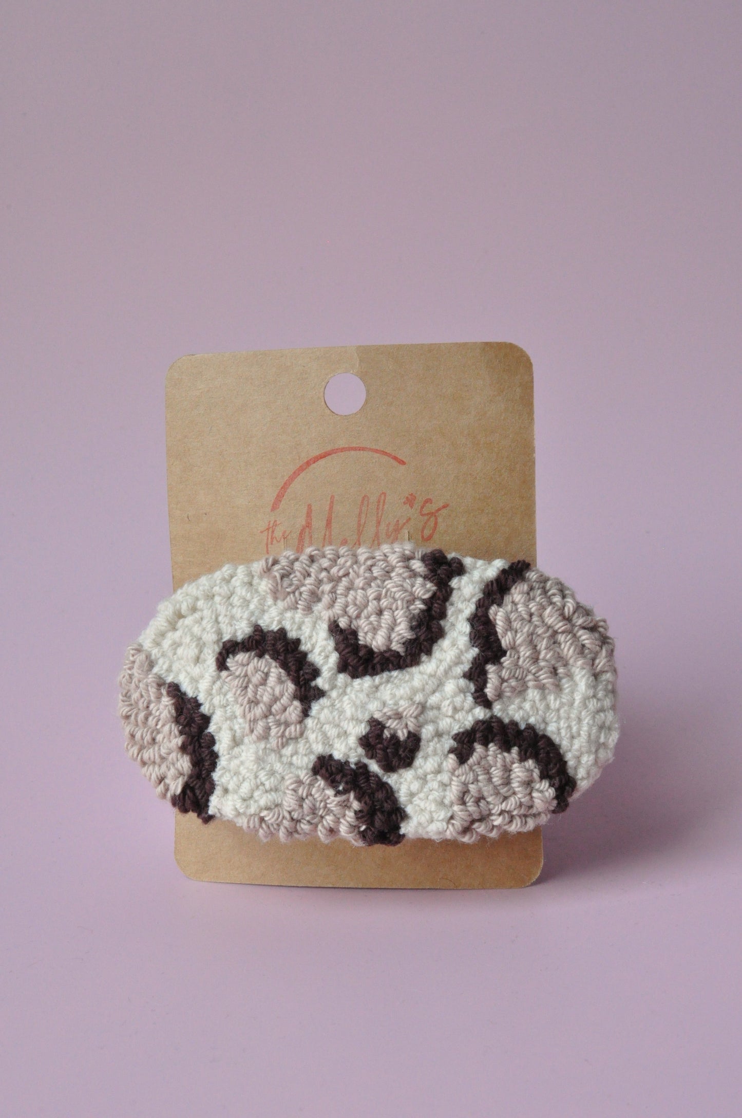 Leopard Punch Needle Hair Clips