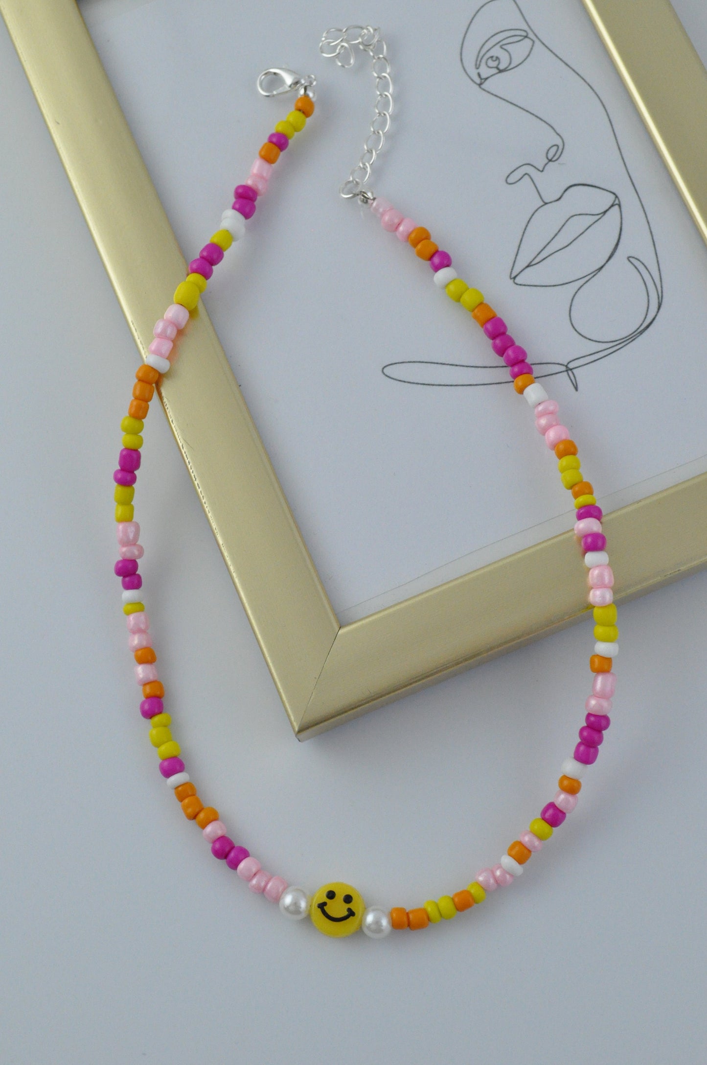 Colourful Smiley Bead Necklace