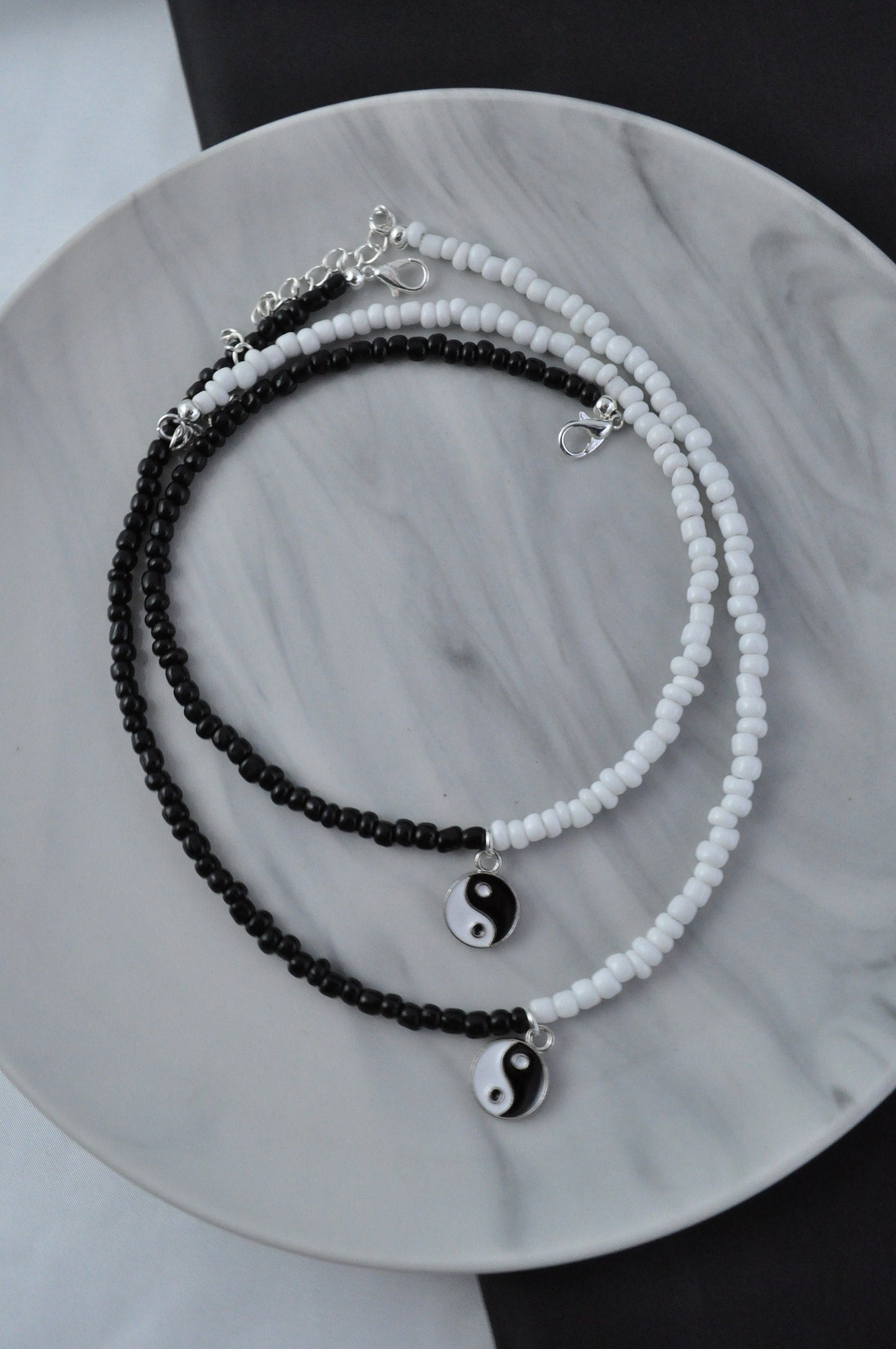 Yin Yang Glass Bead Necklace