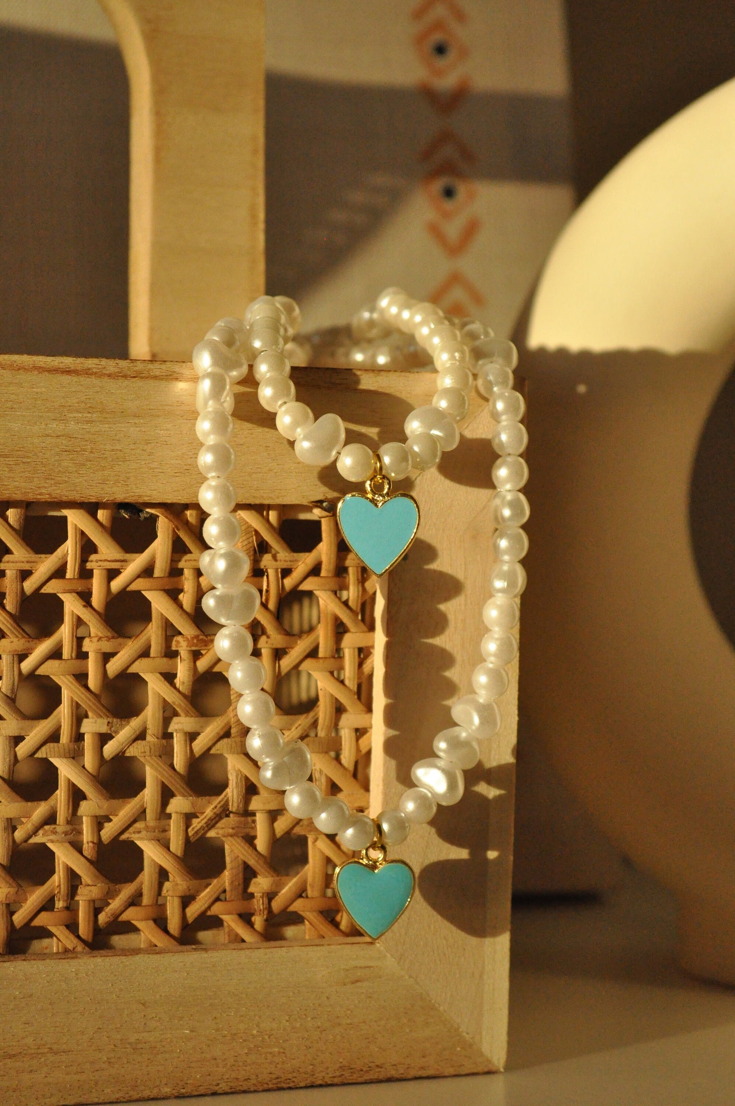 Blue Heart Pearl Necklace
