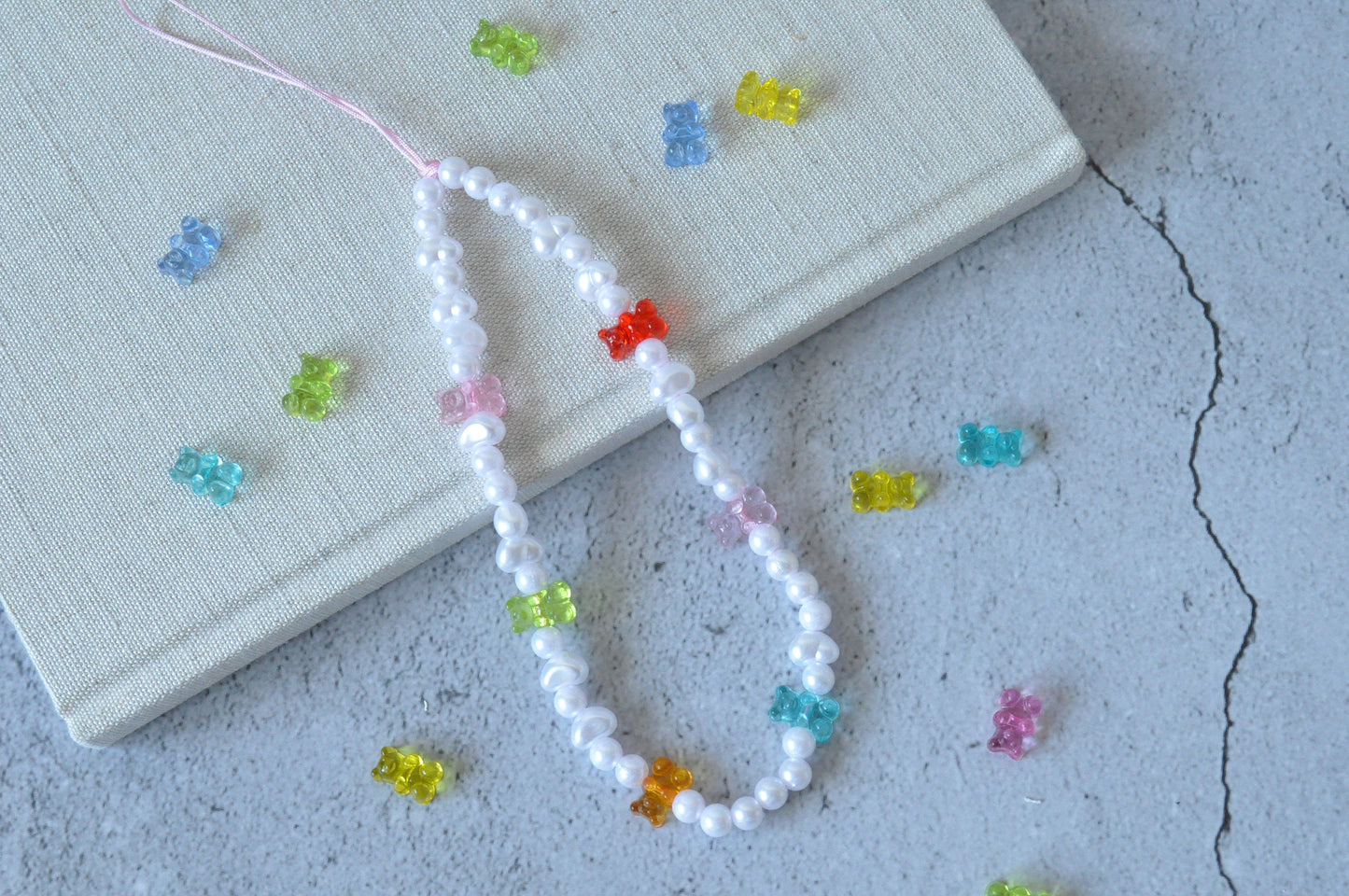 Beaded Phone Strap | Pearl Beaded Phone Charm Strap | Gummy Bear | Y2K Style | Personalised Gift
