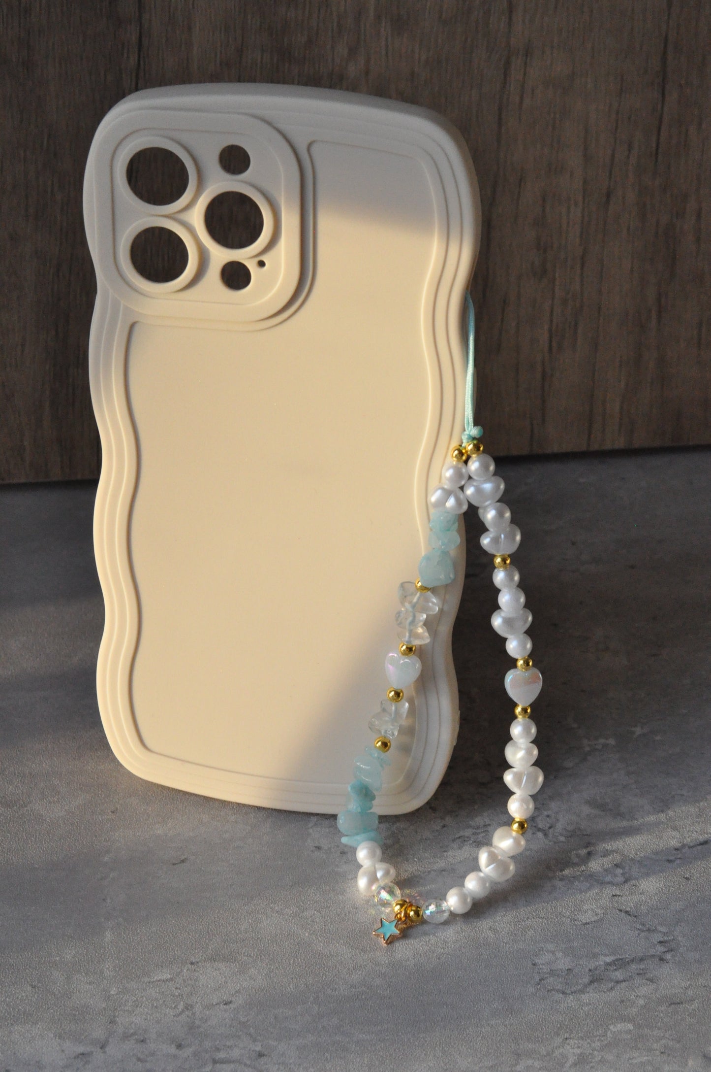 Aquamarine & White Quartz Phone Charm