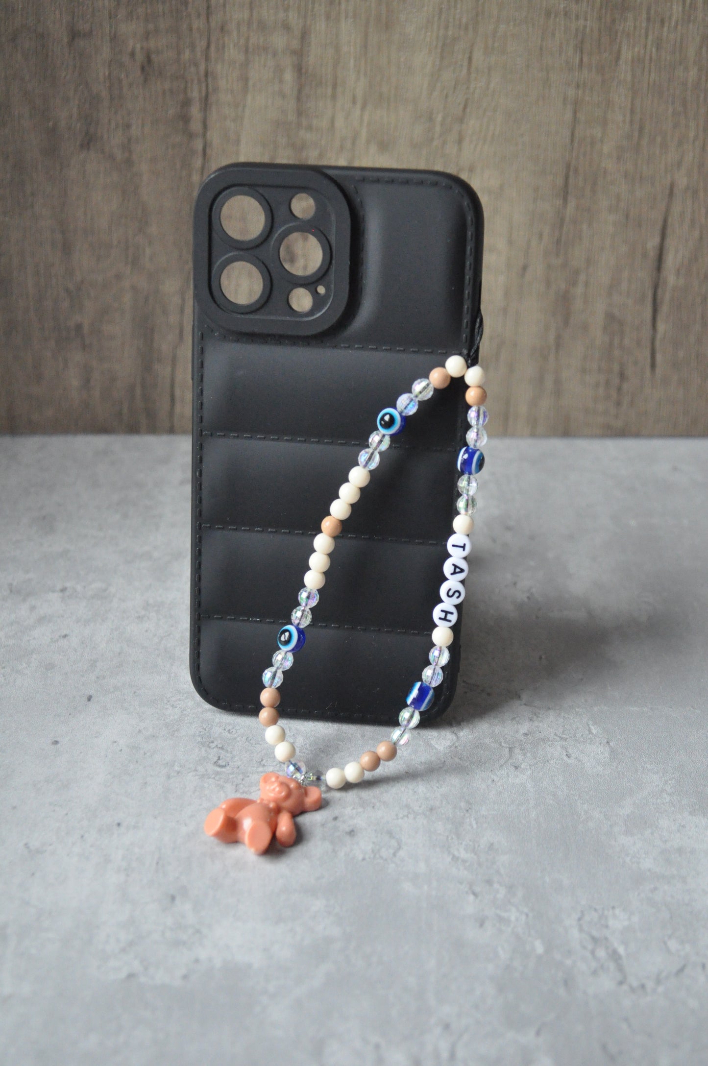 Teddy Bear Beaded Phone Charm Strap