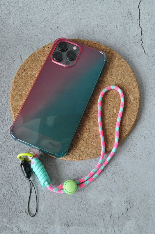 Pink & Green Adjustable Wrist Strap | Mobile Phone Charm Strap