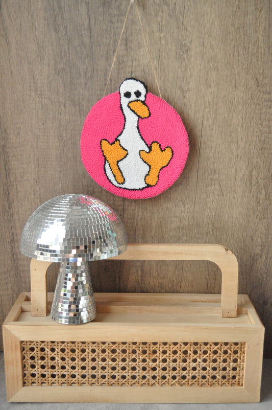 Quirky Cartoon Duck Punch Needle Wall Art