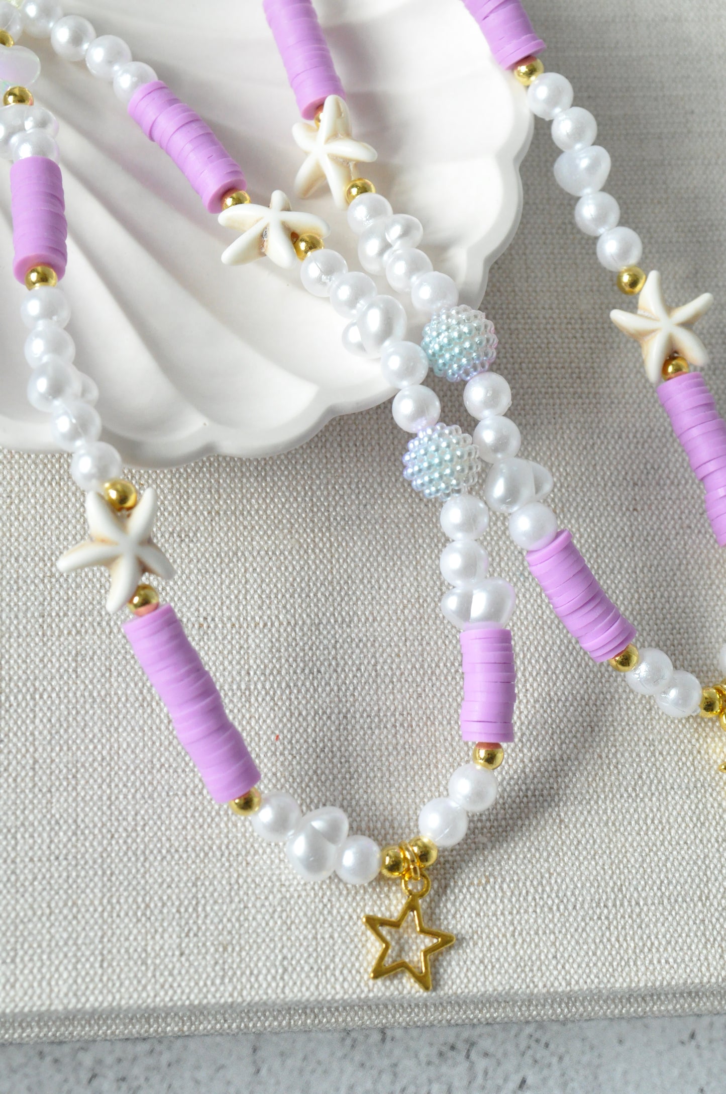 Pearl Beaded Starfish Phone Charm