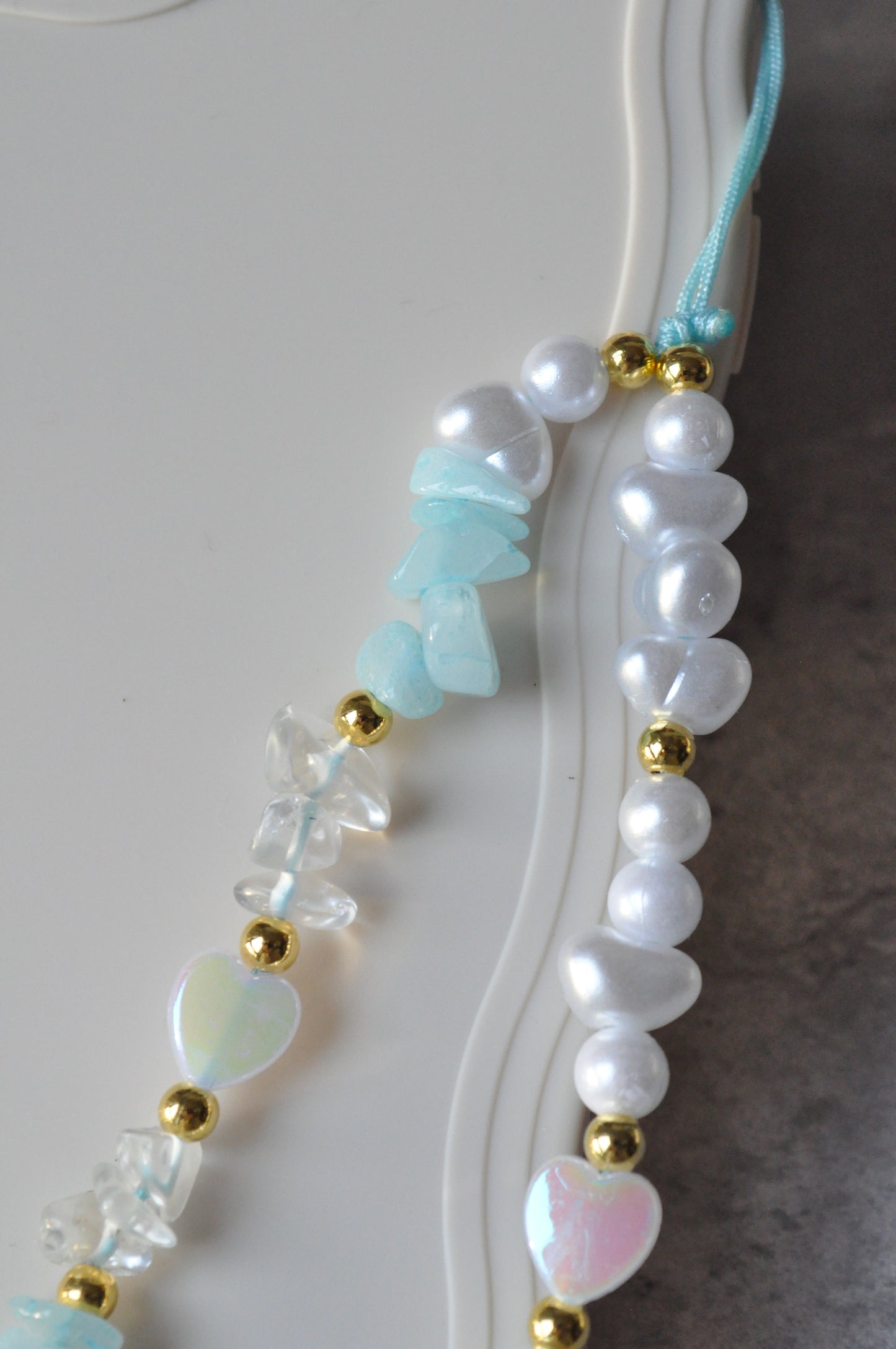 Aquamarine & White Quartz Phone Charm