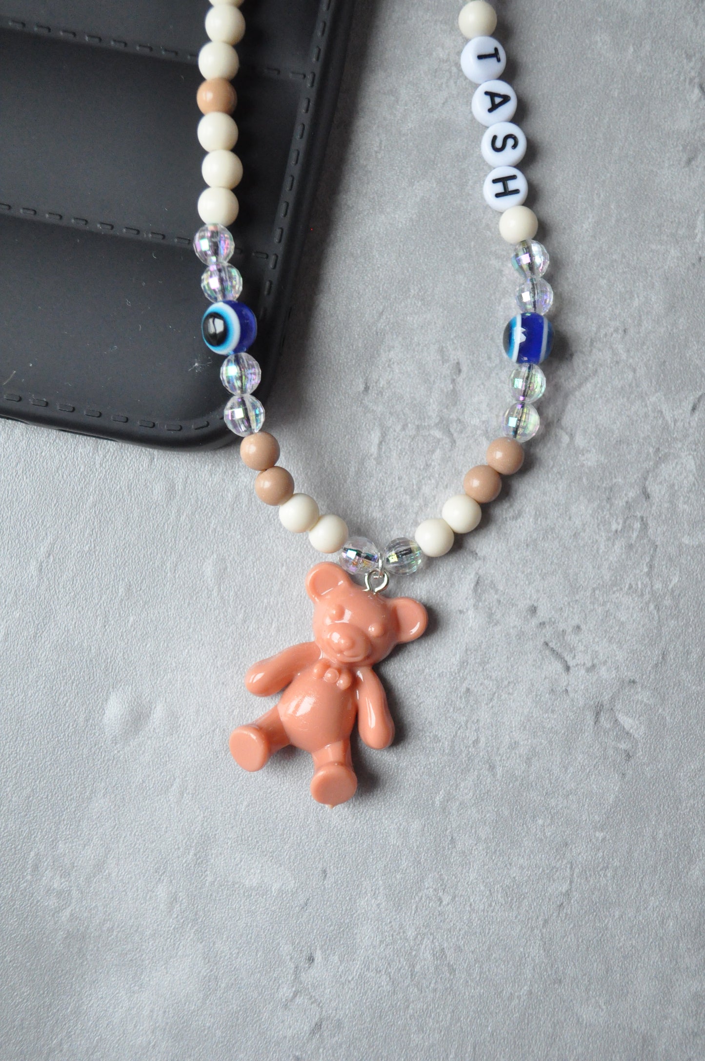 Teddy Bear Beaded Phone Charm Strap