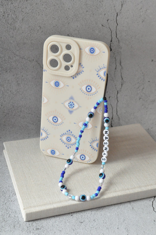 Evil Eye Glass Seed Bead Phone Charm Strap