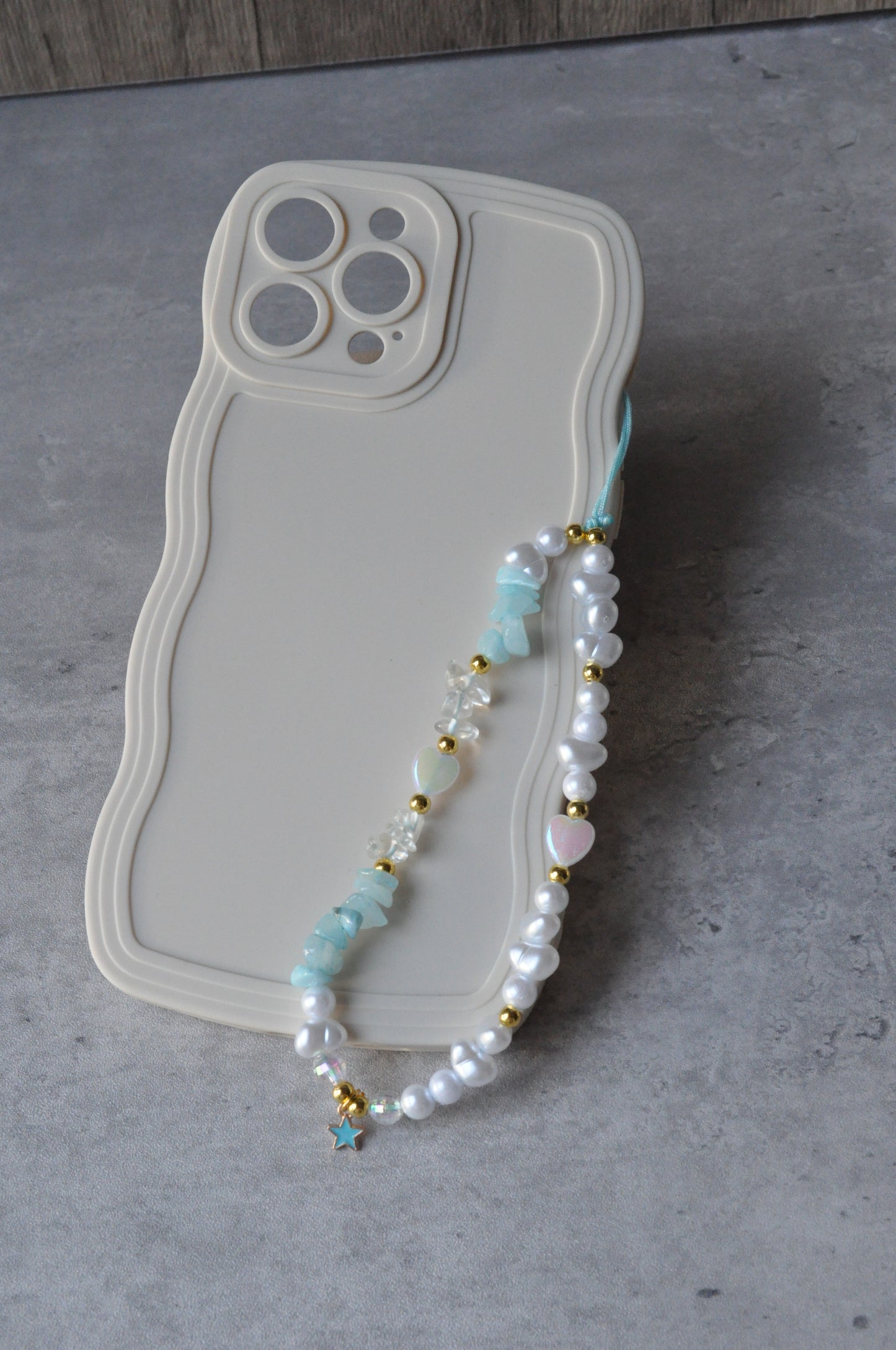 Aquamarine & White Quartz Phone Charm