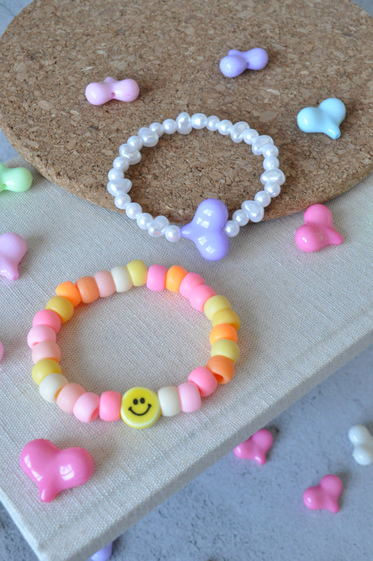 Pastel & Pearl Chunky Heart Bracelet