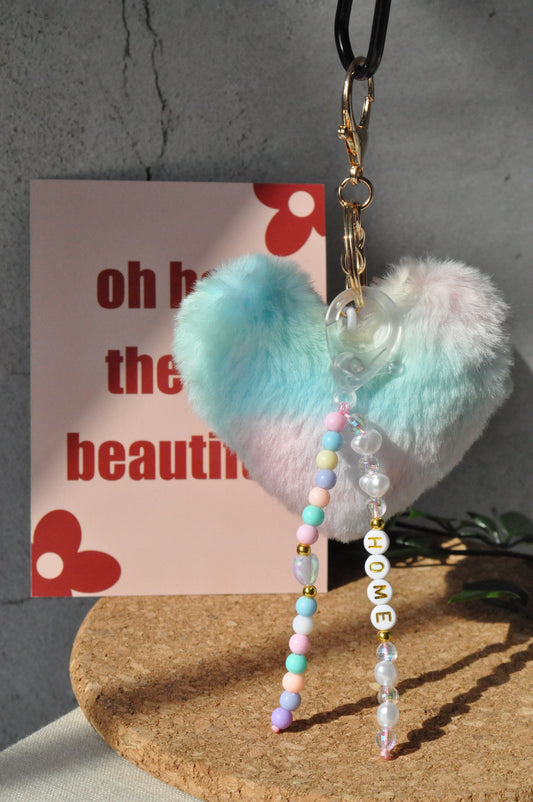 Pastel Plush Heart Keychain