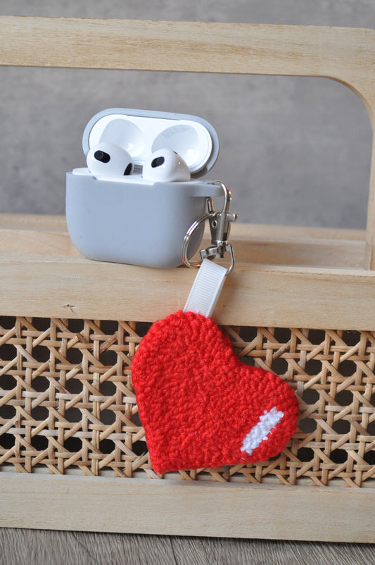 Punch Needle Heart Keychain