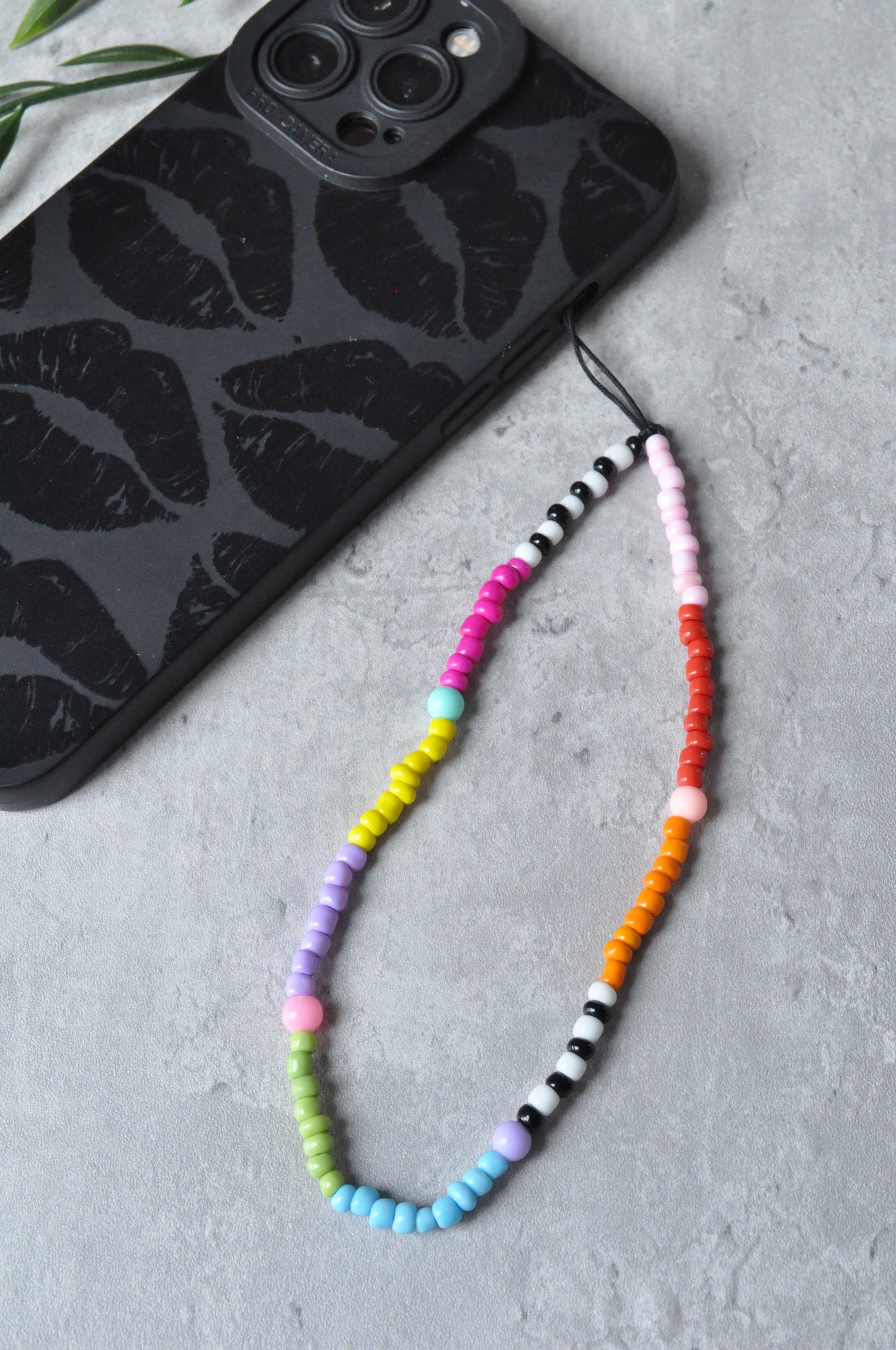 Rainbow Beaded Phone Charm