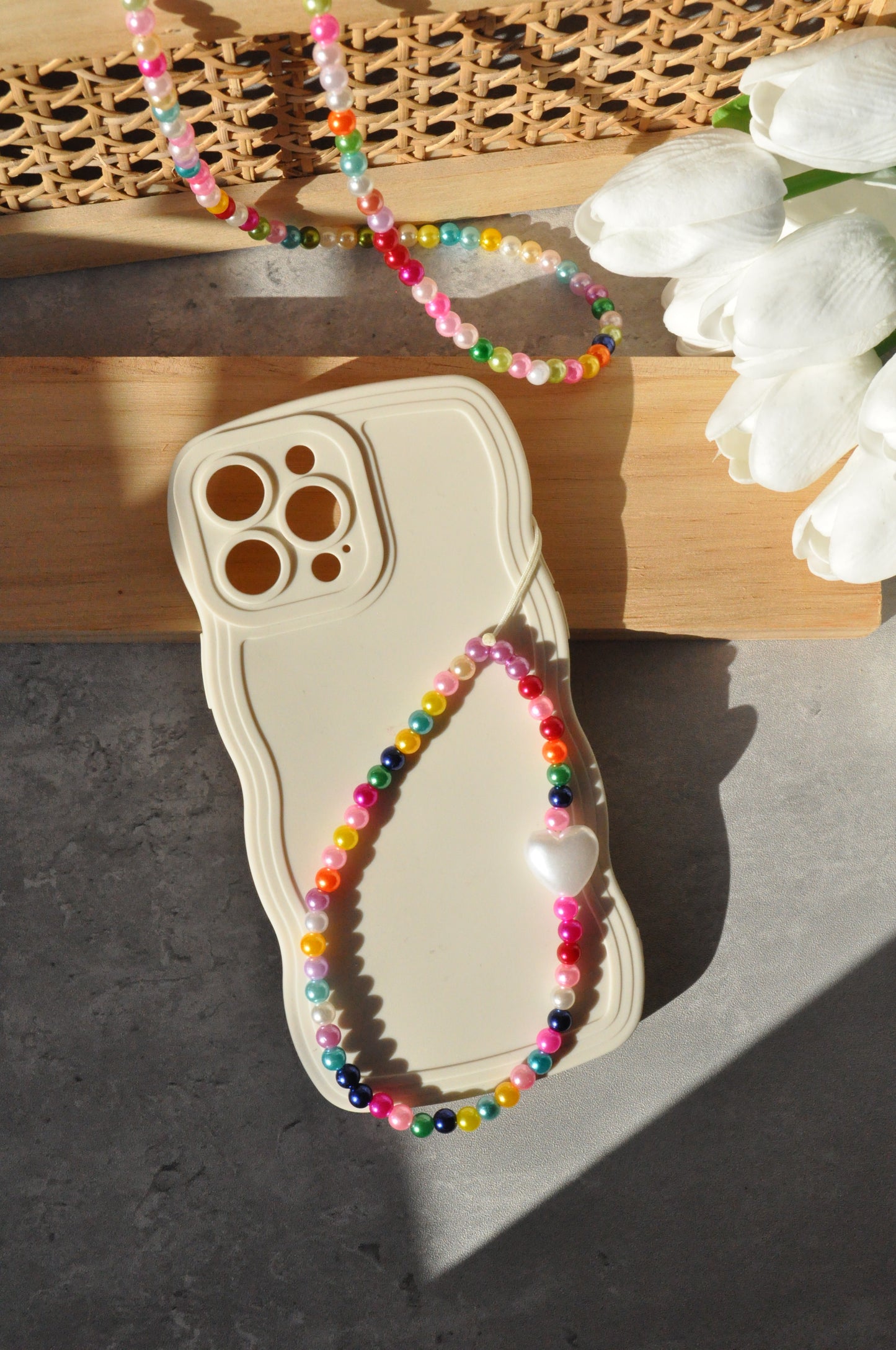 Rainbow Pearl Phone Charm