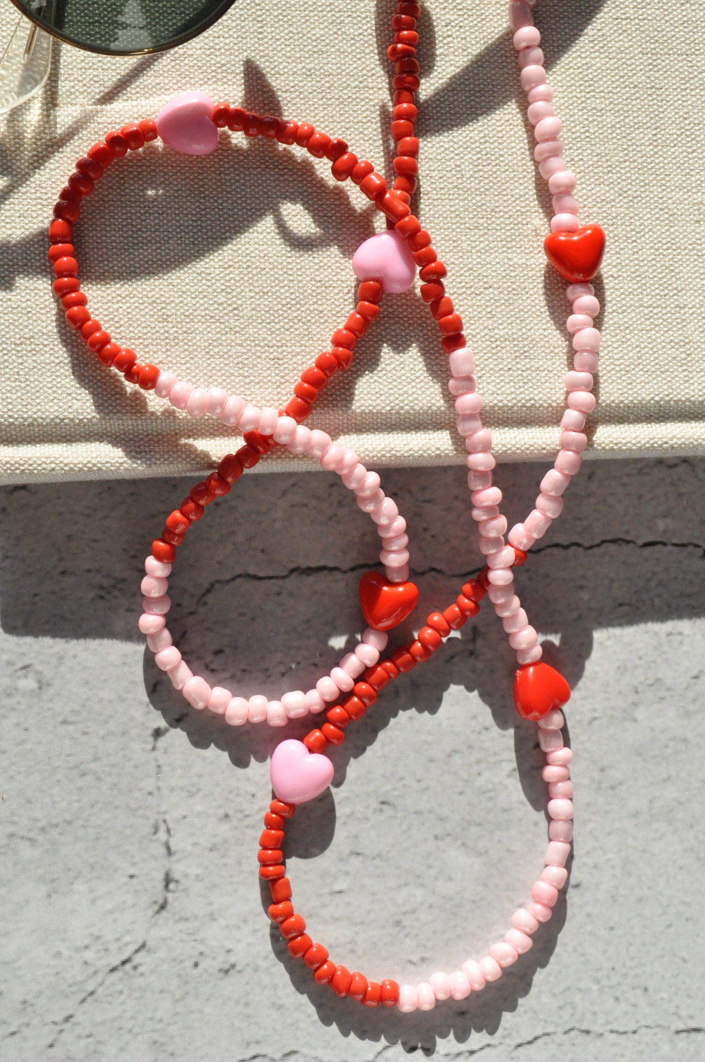 Pink Aesthetic Cute Hearts Glasses Chain