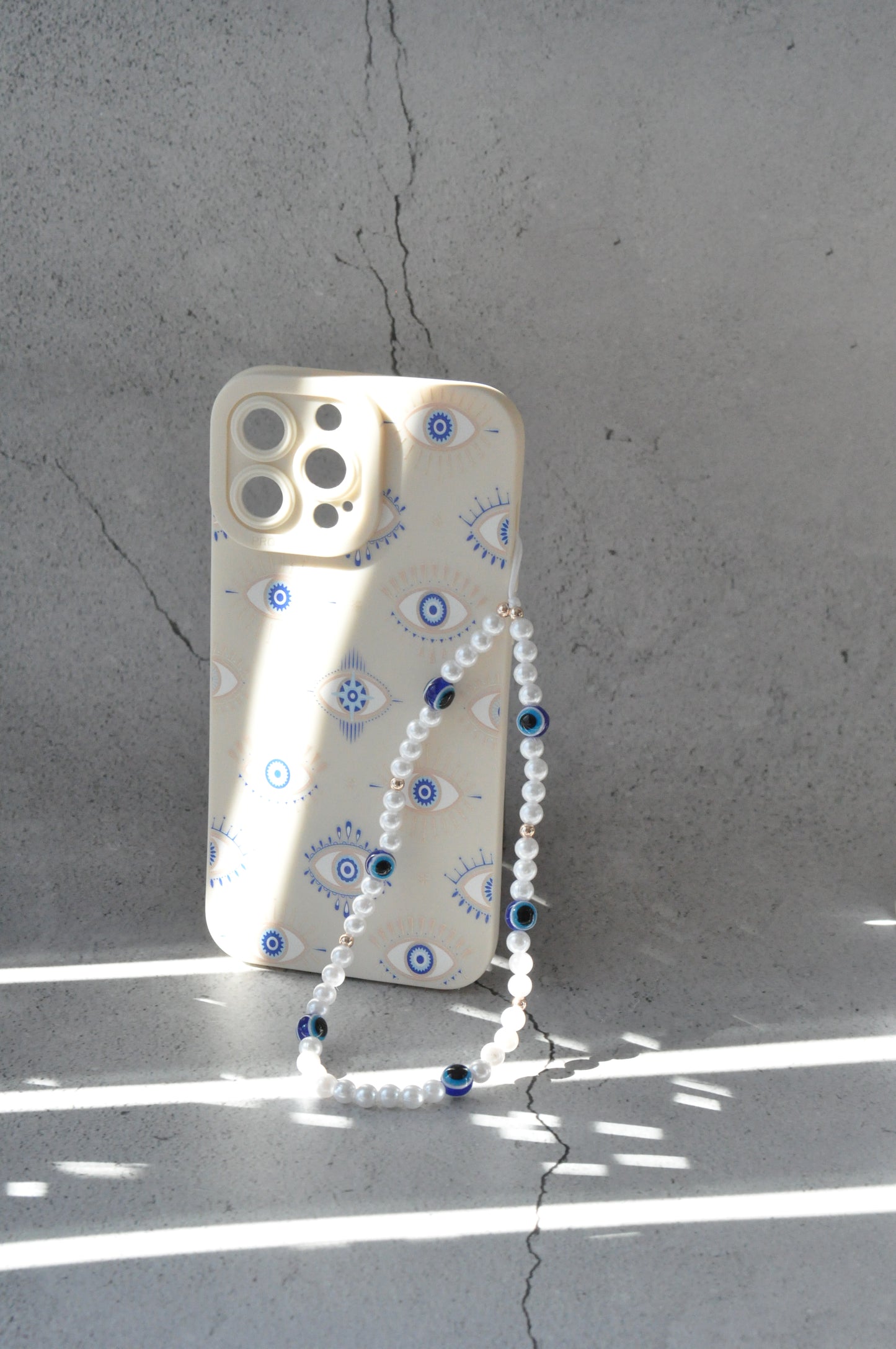 Pearl Evil Eye Phone Charm