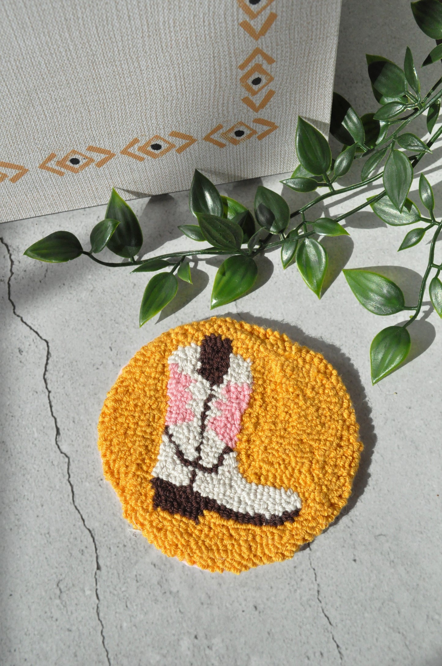 Cowboy Themed Mug Rug | Cute Tufted Coaster