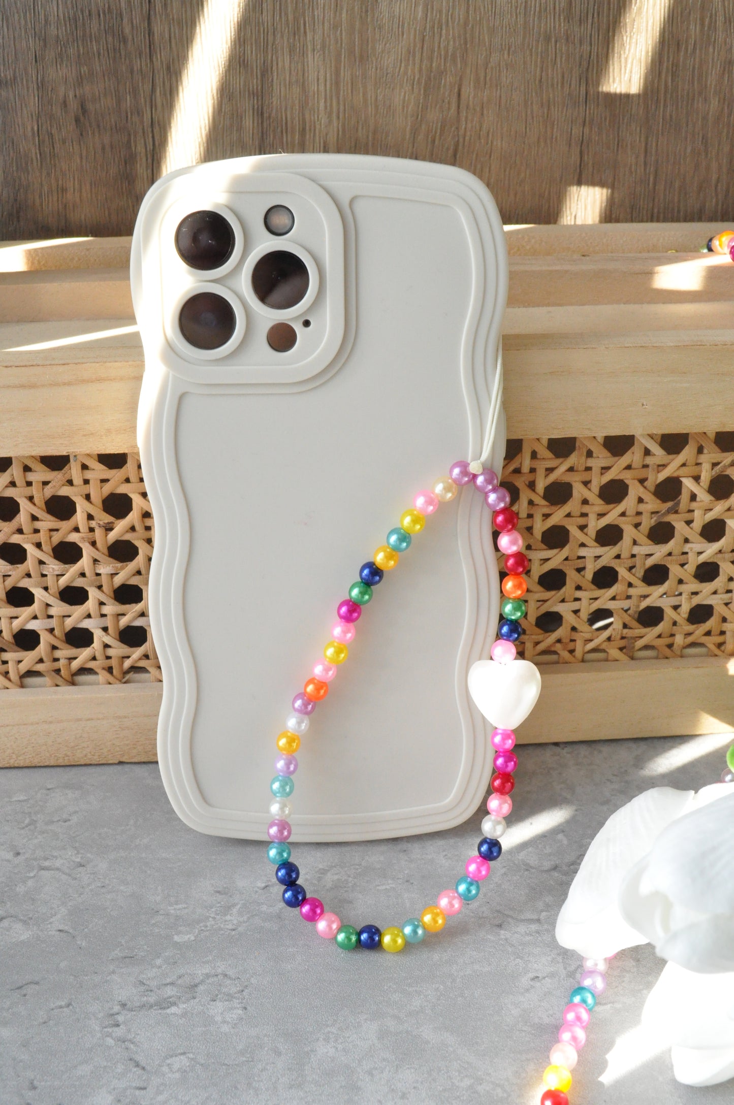 Rainbow Pearl Phone Charm