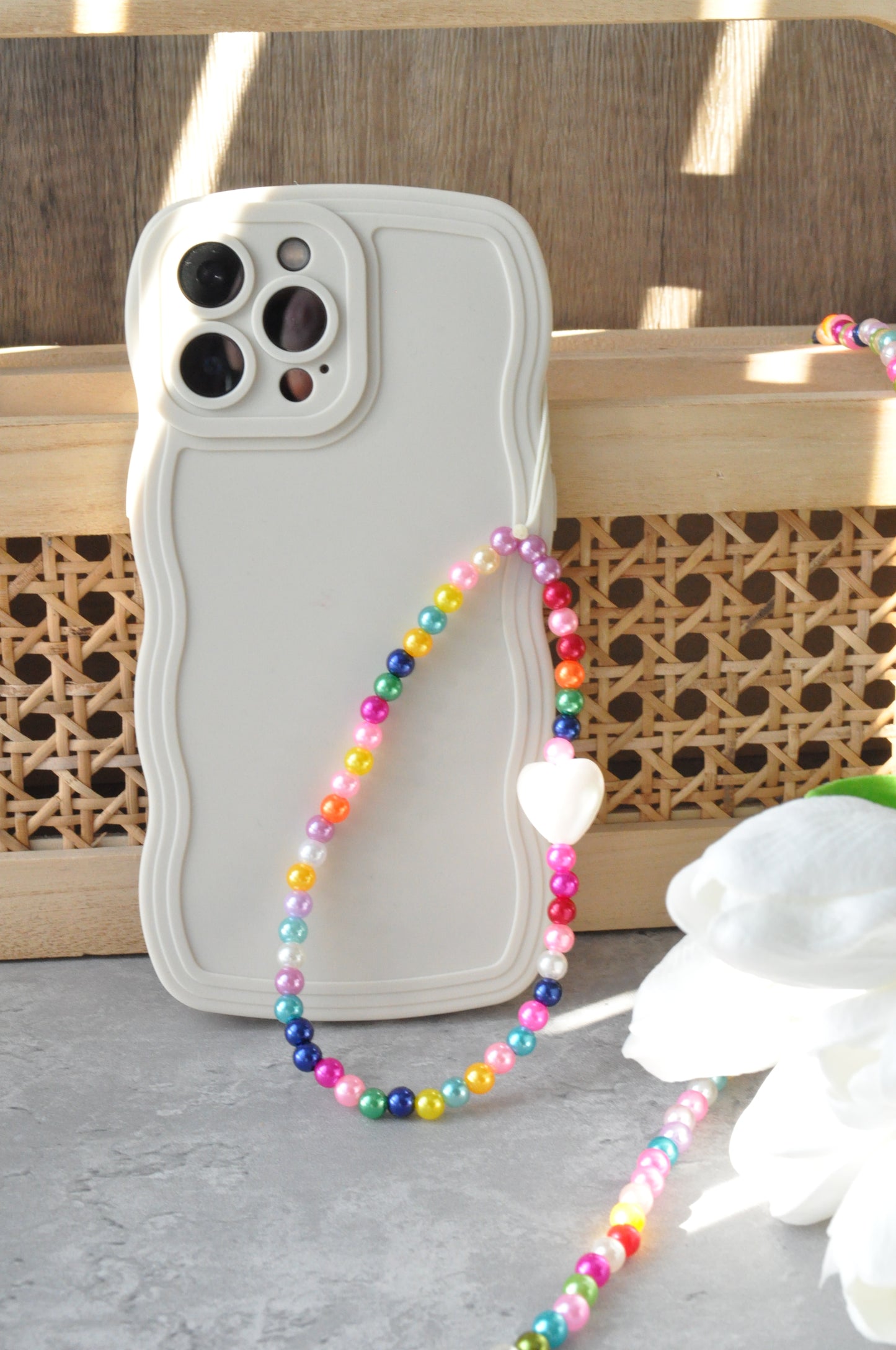 Rainbow Pearl Phone Charm