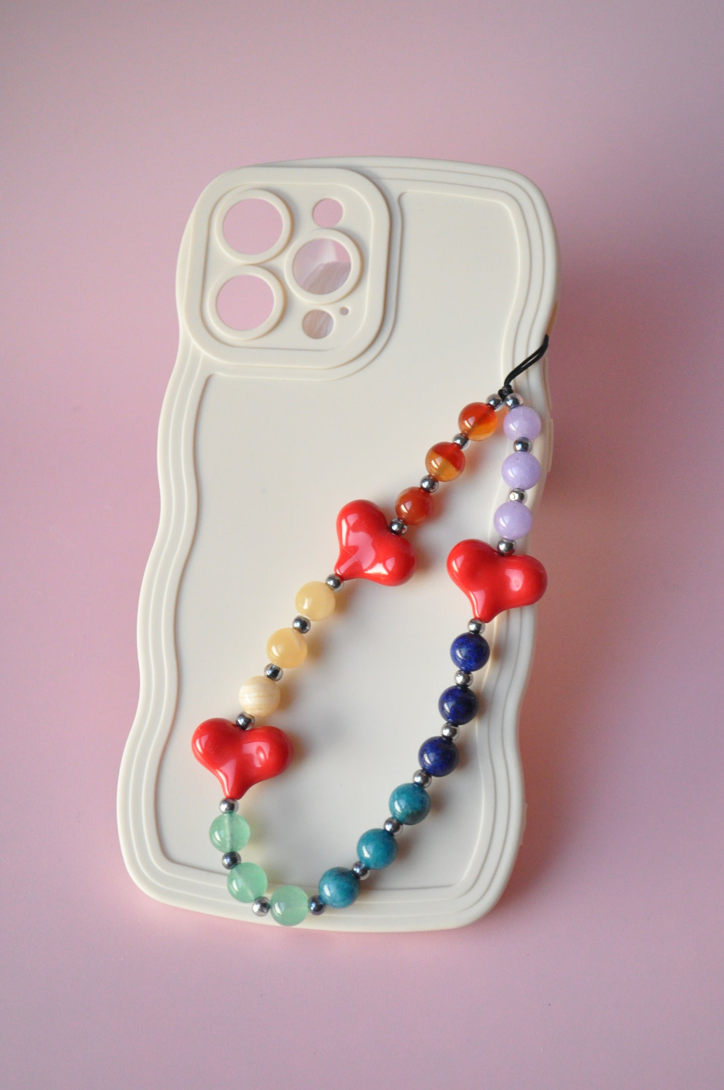 Gemstone Chunky Heart Phone Charm