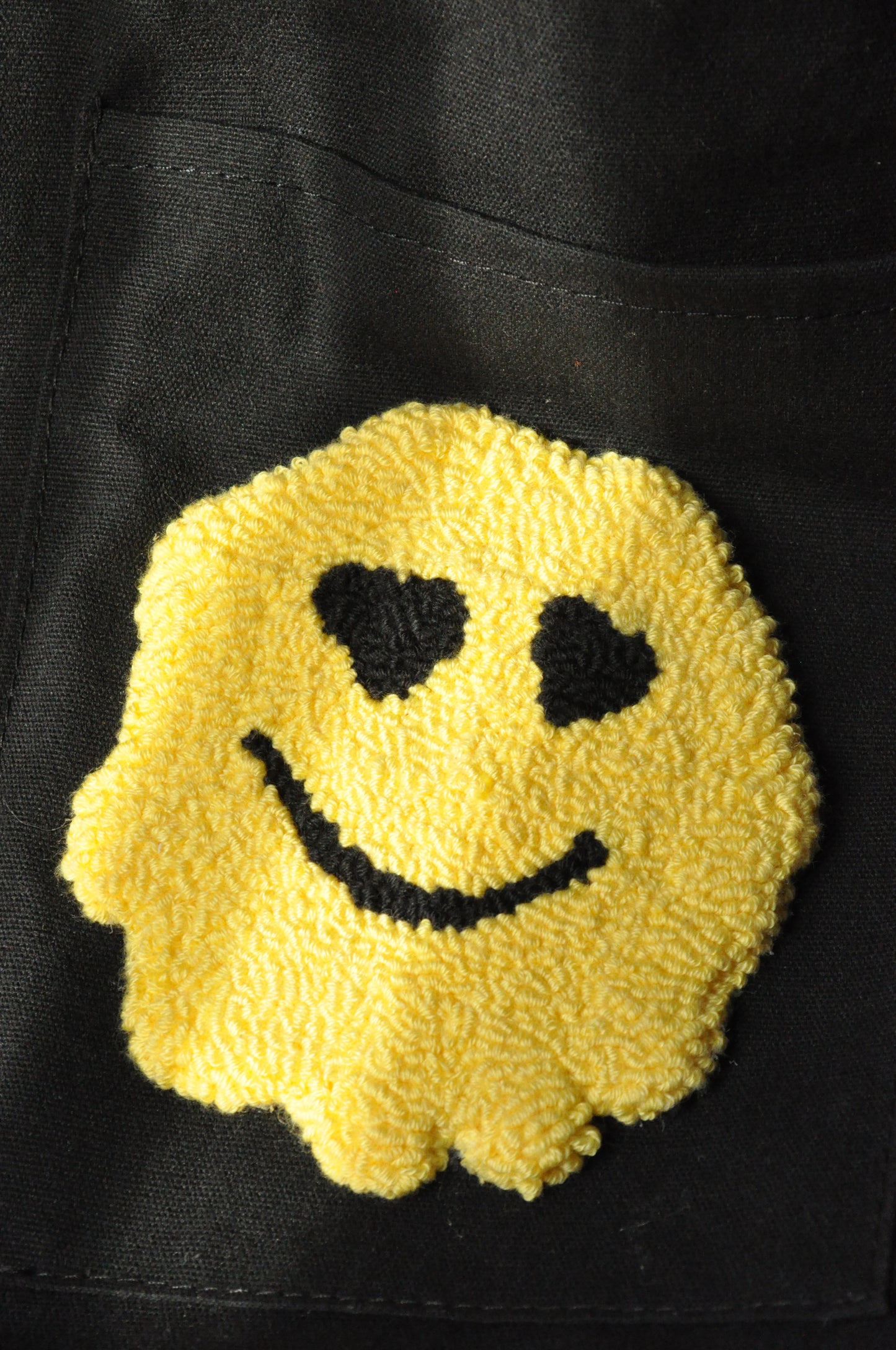 Punch Needle Melted Smiley Face Tote Bag