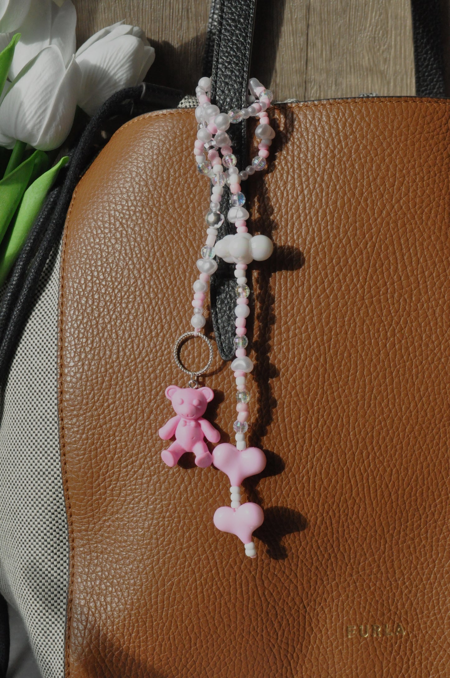 Personalised Teddy Bear Beaded Bag Charm