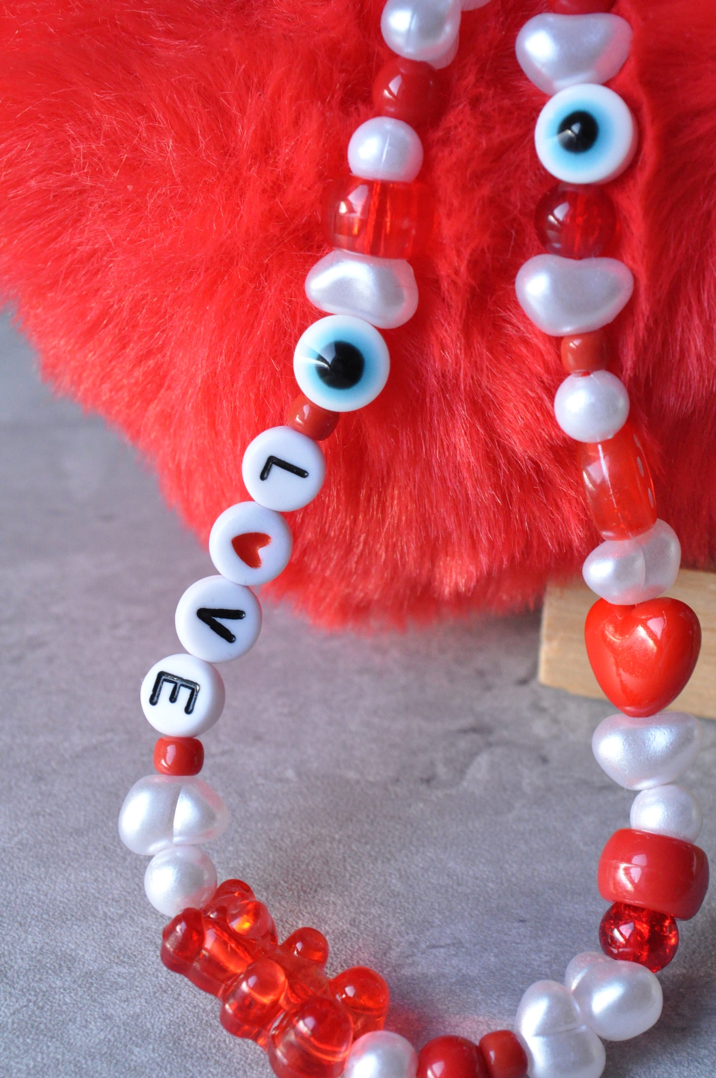 Personalised Red Plush Heart Keychain