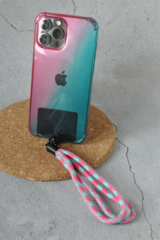 Pink & Green Cute Mobile Phone Strap | Double Rope Phone Lanyard