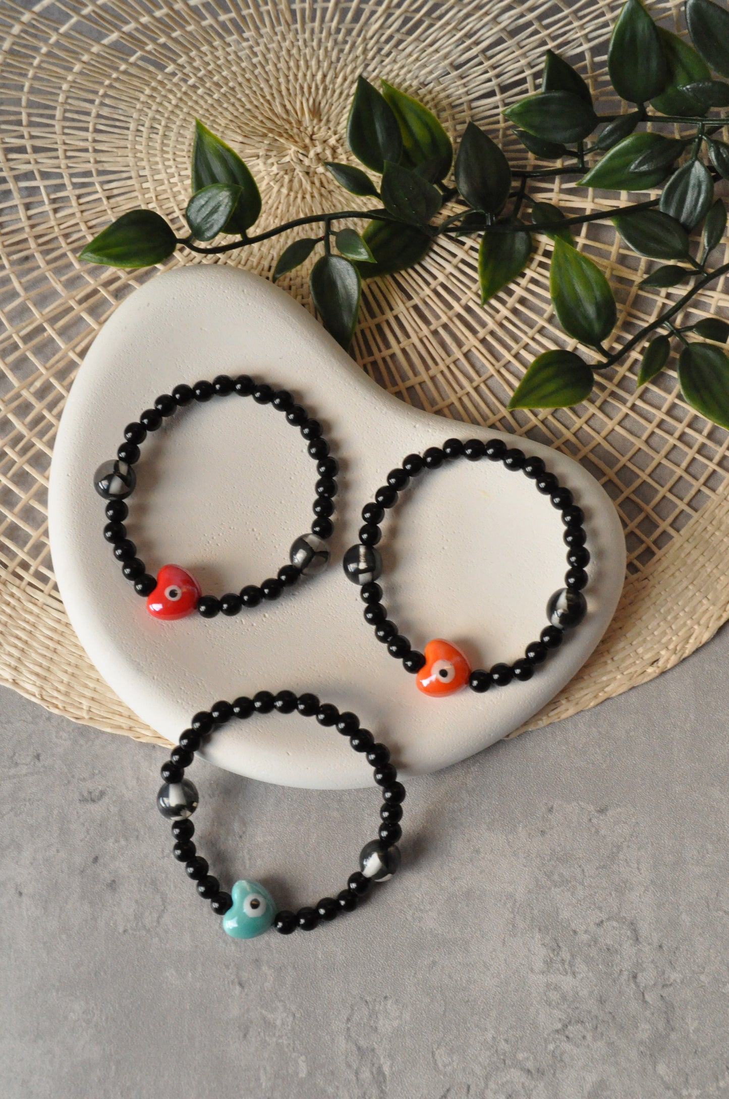 Ceramic Heart Turkish Evil Eye Bracelet