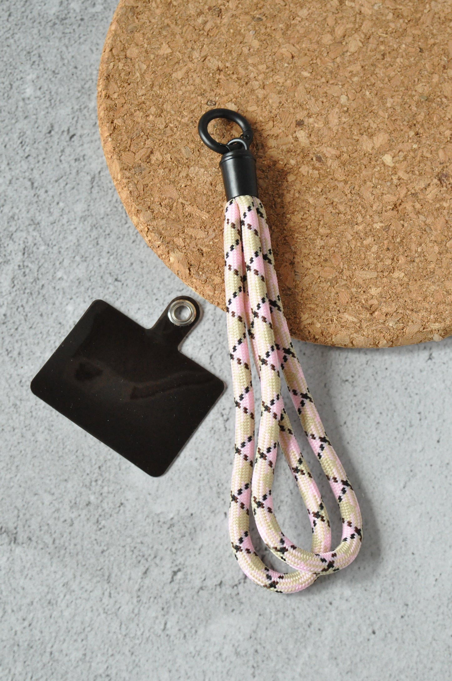 Pastel Pink Mobile Phone Strap | Double Rope Phone Lanyard