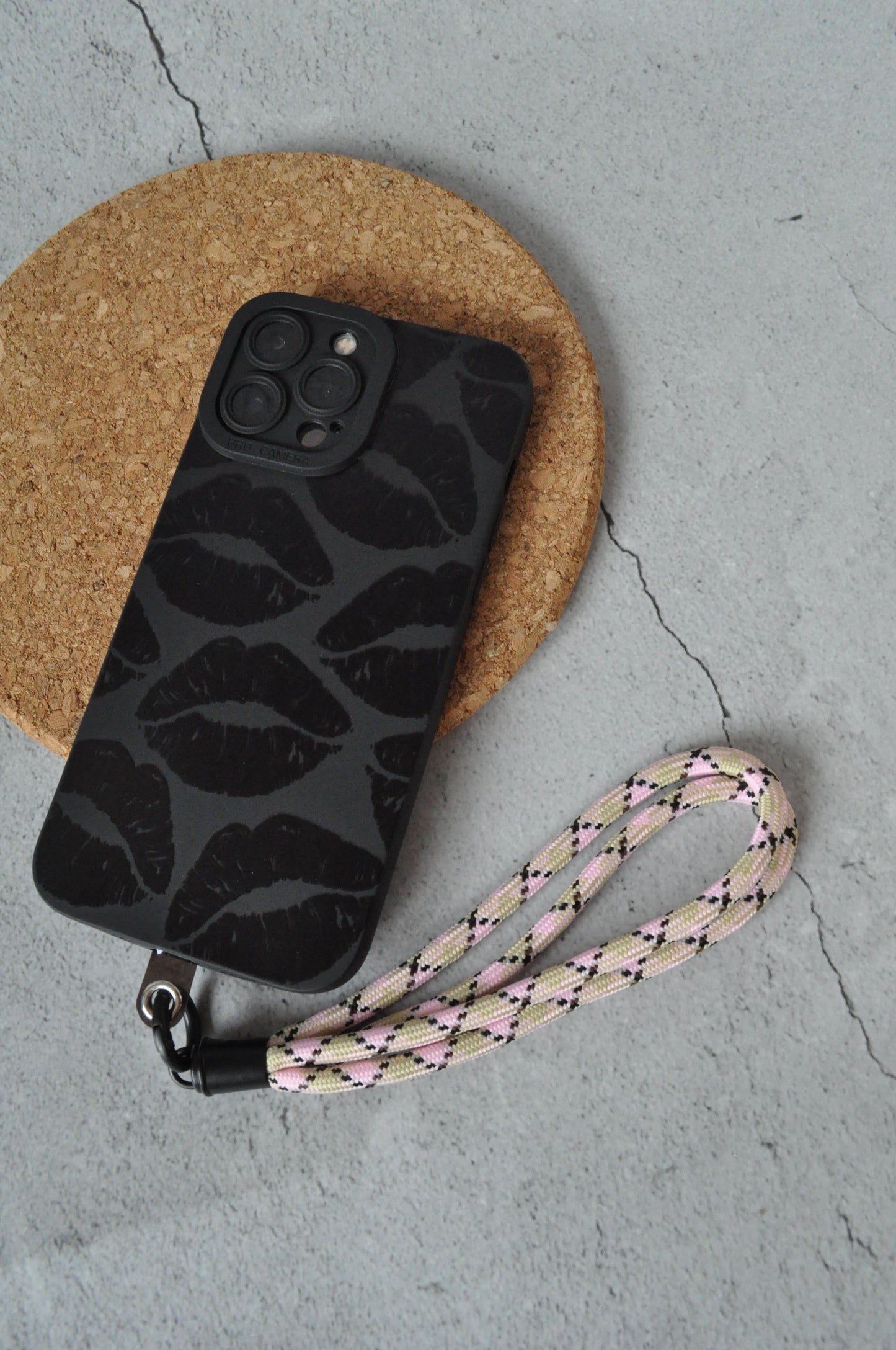 Pastel Pink Mobile Phone Strap | Double Rope Phone Lanyard