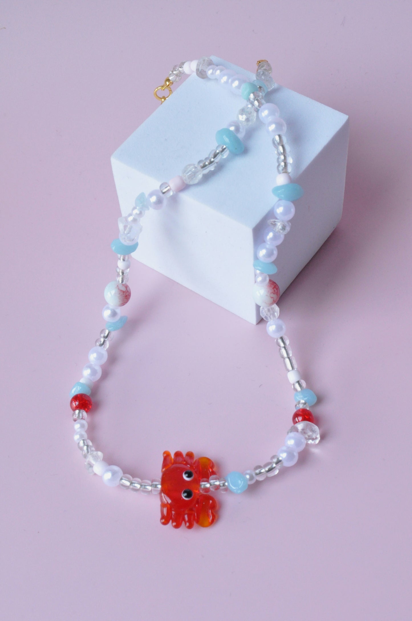 Red Crab Gemstone Necklace