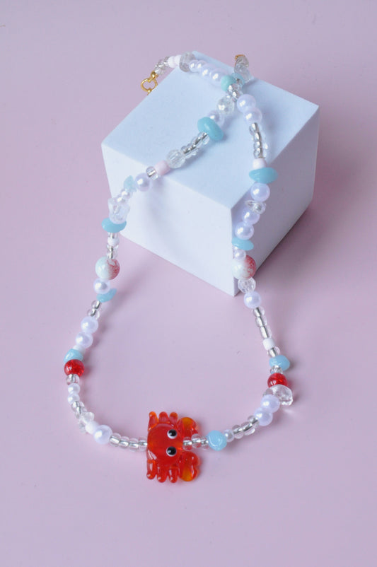 Red Crab Gemstone Necklace