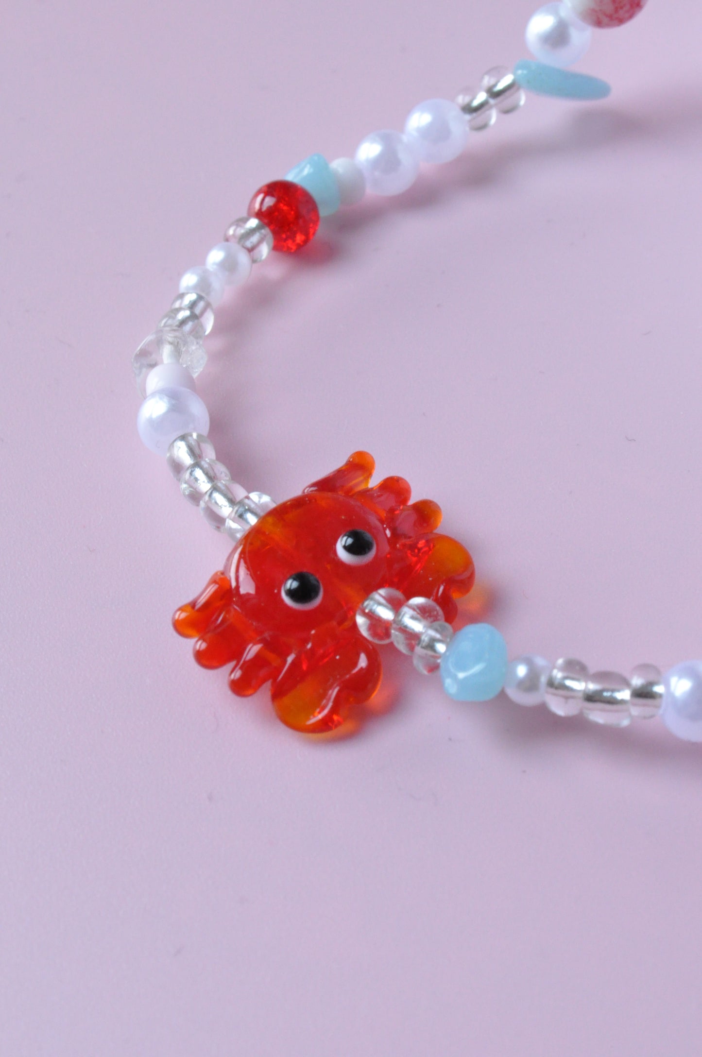 Red Crab Gemstone Necklace