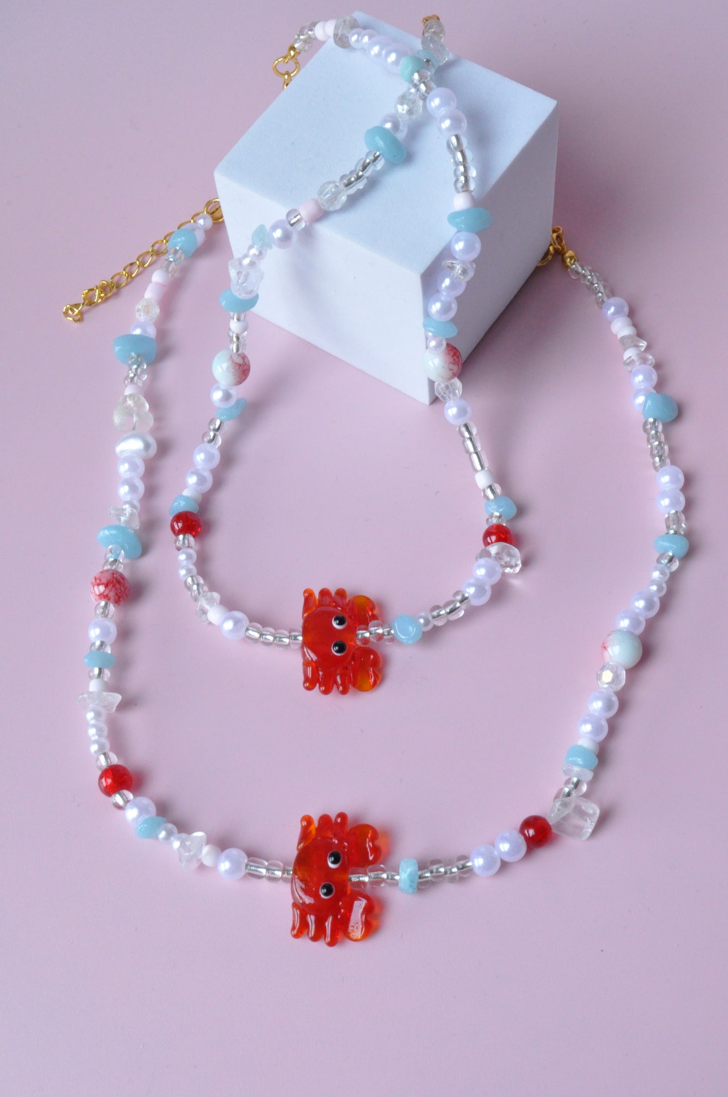 Red Crab Gemstone Necklace
