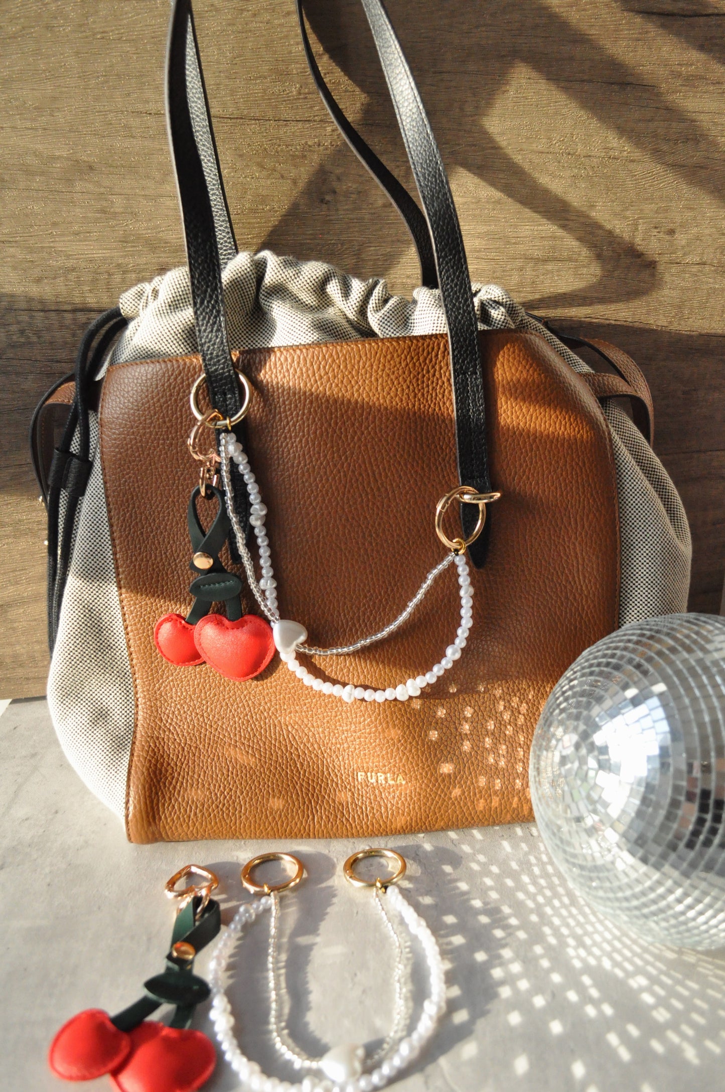 Pearl Cherry Double Bag Charm